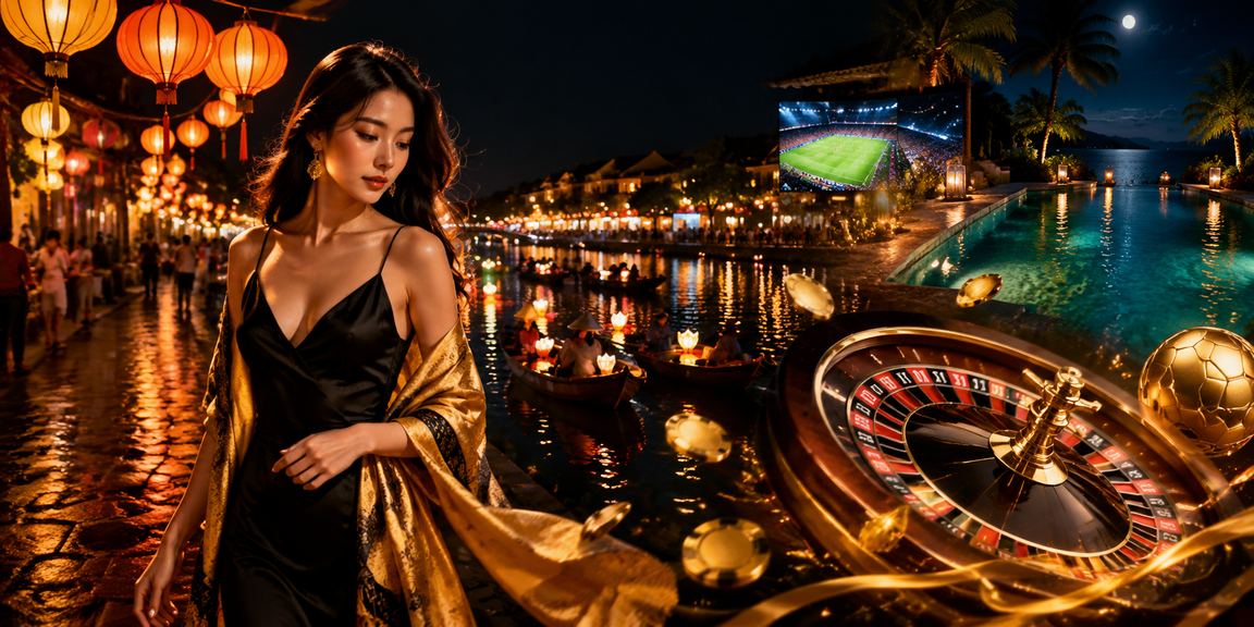 Bàn roulette lung linh tại chợ đêm Hội An mang không khí casino sôi động